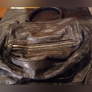 Givenchy Black Leather Sholder Bag With Silver Hardware